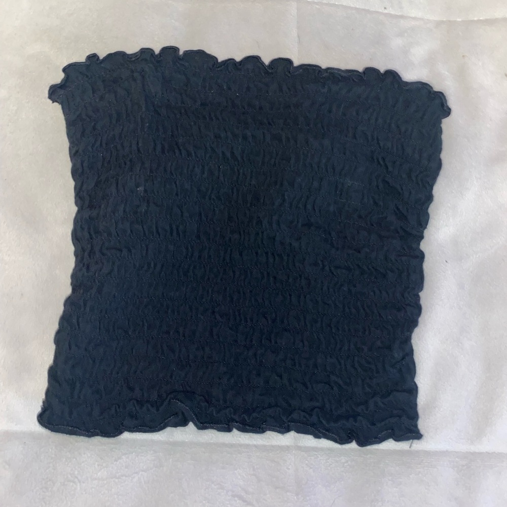 black ruffled tube top
